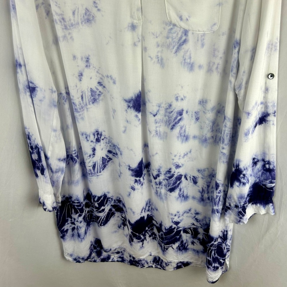 Roberta Roller Rabbit Shirt Dress Women M‎ / L White Purple Tie Dye Beach Cotton - Picture 4 of 9